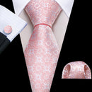 Peach Pink Wedding Ties For Men Exquisite Paisley Silk Pocket Square Cufflink Sets Fashion Woven Suit Necktie Groom Barry.Wang