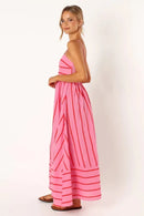 Spring And Summer Striped Vest Backless Large Swing New Dress For Women, Collarless And Sleeveless Oversized Swing Dress