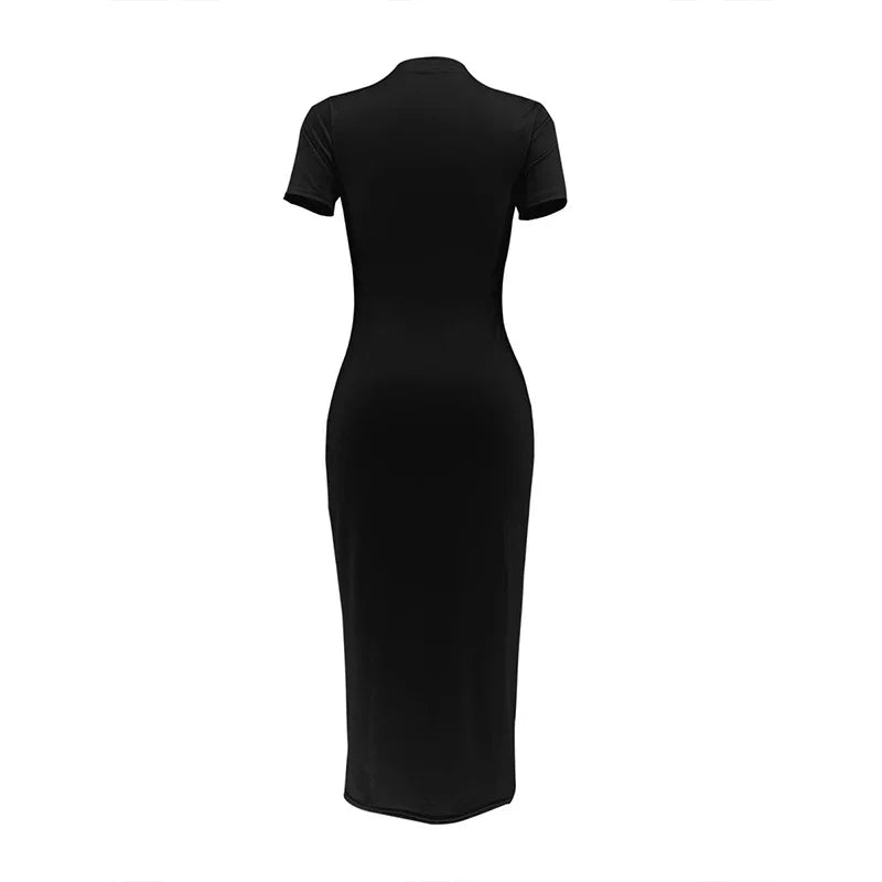 Ladies' Summer Fashion MILANO ITALIA Letter Pattern Printed Round Neck Short Sleeve Casual Slimming Sexy Fashion Dress