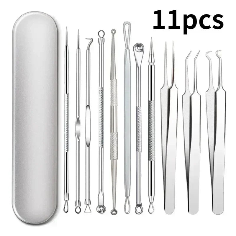 1/11Pcs Acne Pimples Blackhead Remover Clip Ultra-fine Tweezers