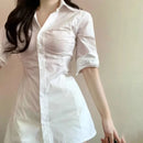 Slimming Smoothing Sexy Medium-Length Dress for Women Niche Design Sensibility Waist Fitted Dress