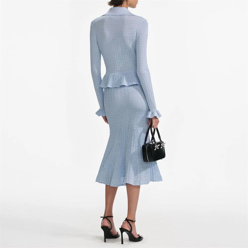 traf 2025 woman summer dress knitted ruffles corset elegant long skirt y2k New fashion high quality ruffle sleeves party dress