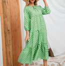 Women Dress Summer Puff SleeveBoho V Neck Printing Long Dress LooseHoliday Beach Female Casual FloralDresses Party Vestidos
