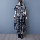 Stripe Print Mid Length Buttoned Midi Dress