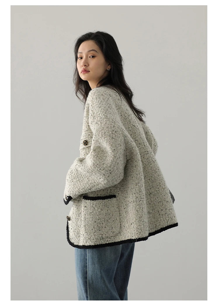 CHIC VEN Women's Woolen Coat Heavy Industry Down Jacket Vintage V-Neck Woman Down Coat Female Tops Autumn Winter 2024