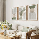 Sage Green Botanical Abstract Boho Geometry Wall Art