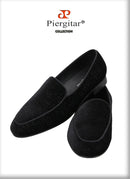 Piergitar 2022 Handmade Meteor Shower Design Velvet Men's Loafers British Style Classic Slip-On Men Smoking Slippers Plus Size