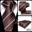 Hi-Tie Striped Black Red Gold Green Silk Wedding Tie For Men Handky Cufflink Gift Men Necktie Fashion Designer Business Party