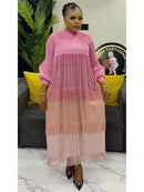 Women's Pleated Puff Sleeve Tassel Dress