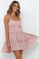 Spaghetti Strap Flower Chiffon Mini Dress