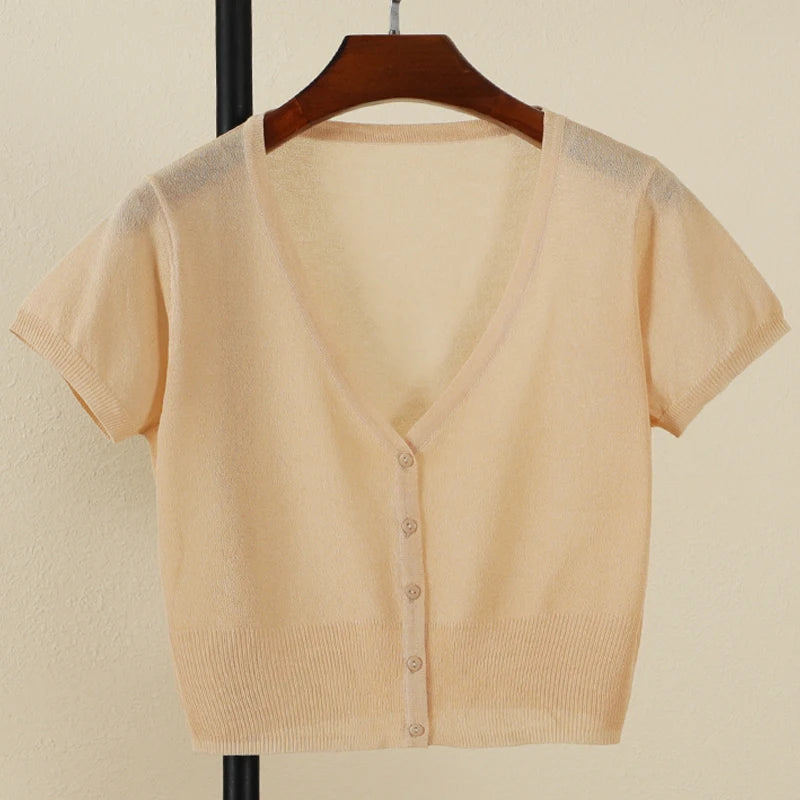 Outerwear Jerseys Summer Cardigan Women Cropped Blouse