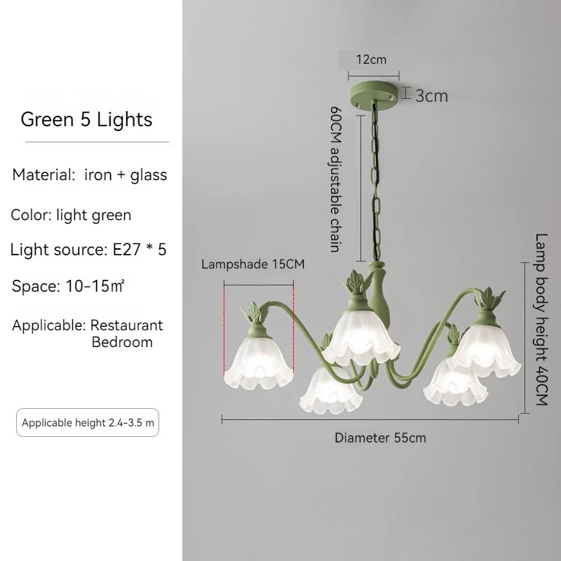 Green Pastoral Style Flower Pendel Chandelier
