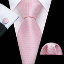 Peach Pink Wedding Ties For Men Exquisite Paisley Silk Pocket Square Cufflink Sets Fashion Woven Suit Necktie Groom Barry.Wang