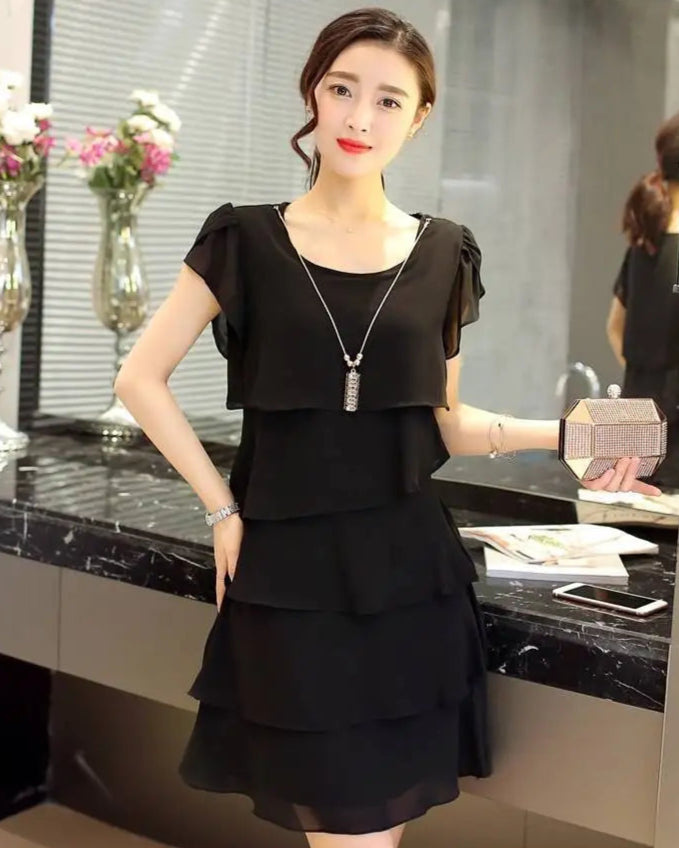 Women Ruffle Short Sleeve Dress