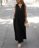 Women's Sleeveless Loose-fitting Spring Cotton Linen Dress