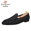Piergitar 2022 New Black And White Color Three-Dimensional Thread Flower Silk Men's Loafers Handmade Moccasin For Party/Wedding