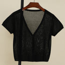 Outerwear Jerseys Summer Cardigan Women Cropped Blouse