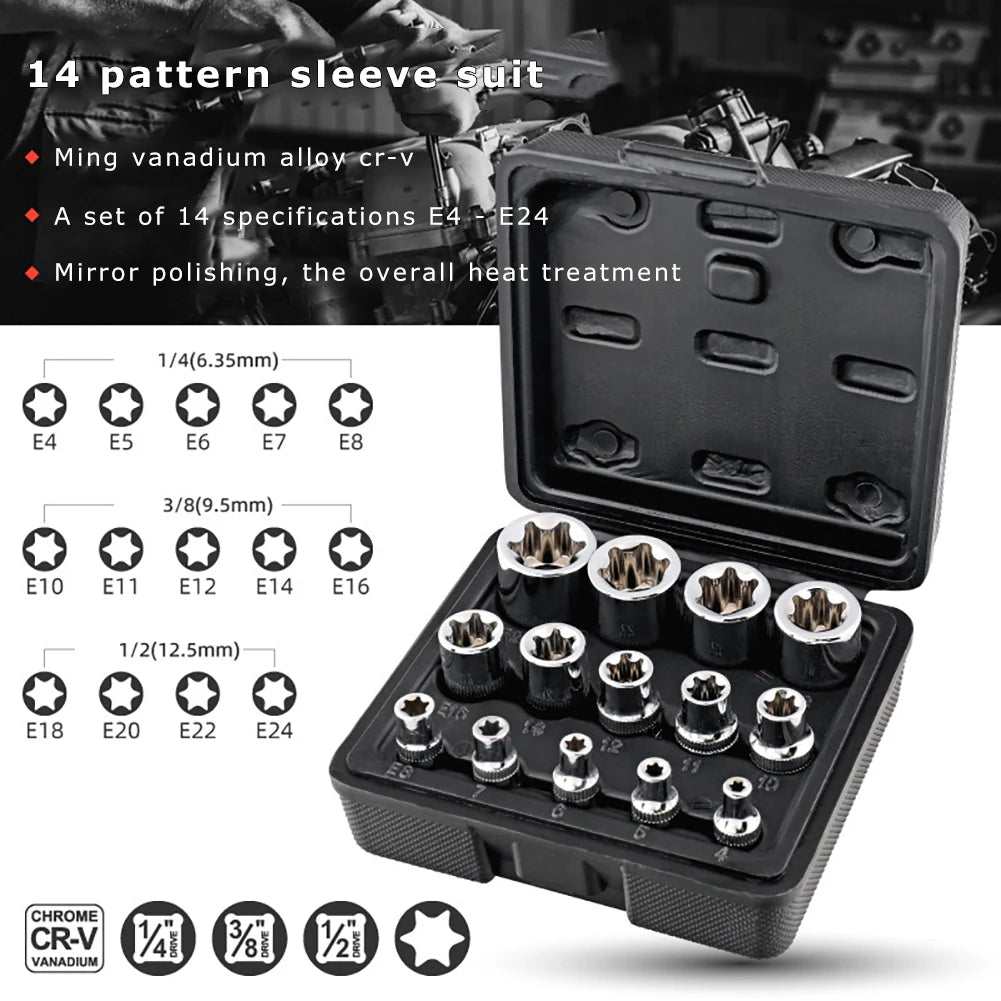 14 Pieces Impact Bolt & Nut Remover Set