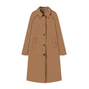 TRAF Women's Fashion Long Trench Coat Retro Loose Single-breasted Coat Autumn and Winter Lapel High Street Temperament Coat