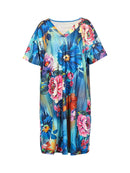 Women's Plus Size V-Neck Loose Printed Pattern Dresses