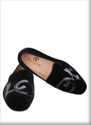 Handmade Black Velvet Shoes Featuring "LOVE", Leather Letters for Fashion Party CL Same Style Men's Loafers