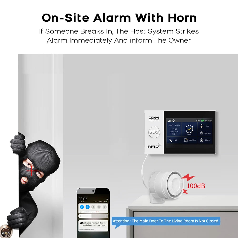 TUYA GSM Alarm System Security Protection Smart Home Alarm 4G WIFI Smart Life Control Door Sensor Burglar IP Camera Work Alexa
