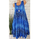 Elegant Floral Printed Lace Stitching O-Neck Sleeveless Women Summer Loose Tank Dress 2024