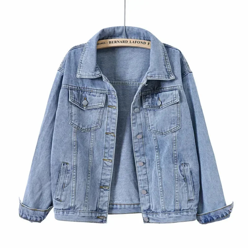 Denim Woman Jacket Winter 2024 Oversize Jean Jacket Long Sleeve Turn-down Collar Female Outerwear Fall Loose Korean Fashion