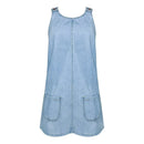 Women's Denim Dress Sexy Cool Strap Mini Dress Solid Color Sleeveless Pockets High Waist
