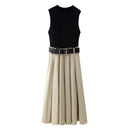 2025 Women Dresses Belt Pleated Mini Dress