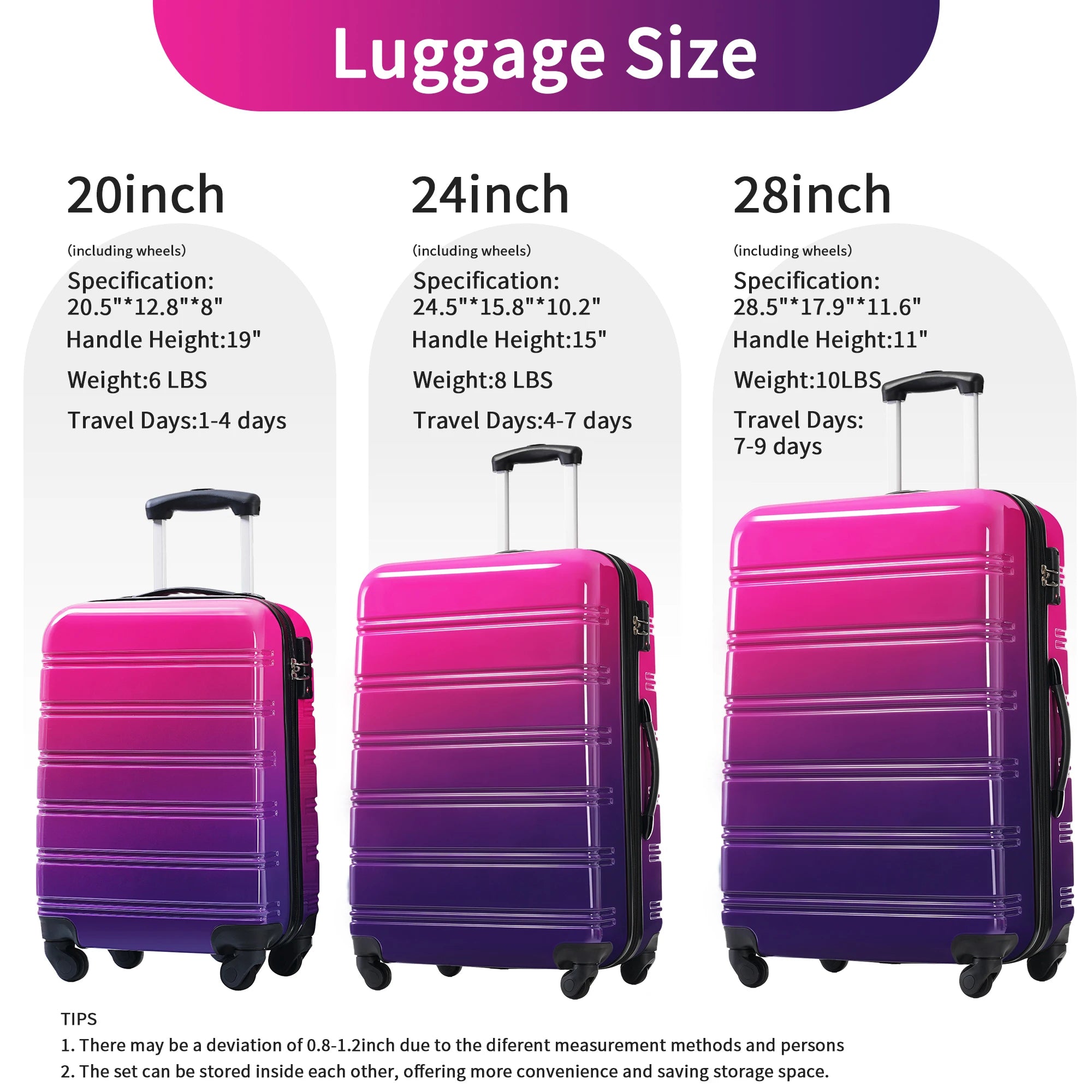 3 pcs Hardshell Luggage