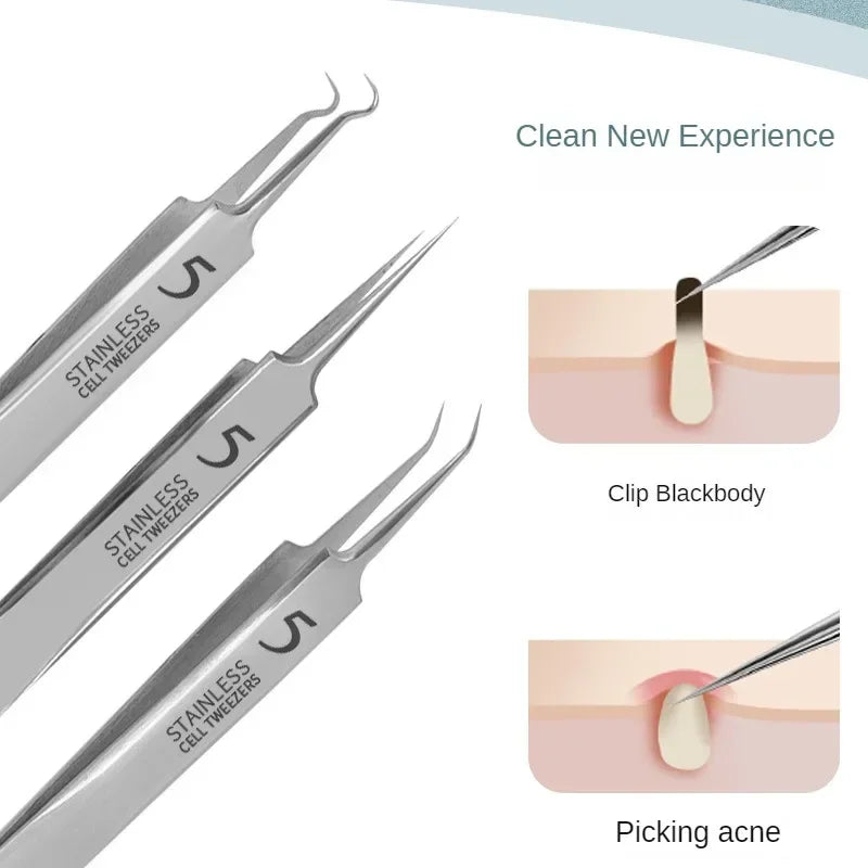 1/11Pcs Acne Pimples Blackhead Remover Clip Ultra-fine Tweezers