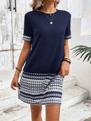 Women's Short Sleeve Bodycon Dress Geometric Print Spring Summer Music Festival Casual Fashion Ladies' Tight Dress