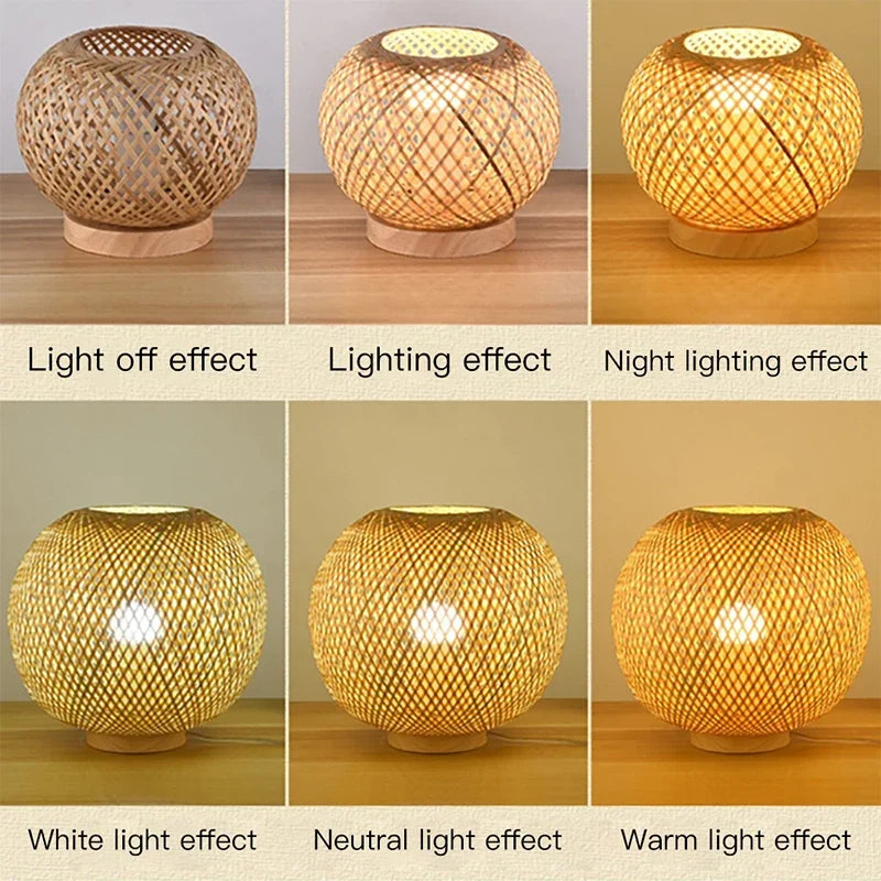 Contemporary Bamboo Weaving Table Lamp