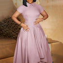 Women's Pleated Short Sleeves length Gown