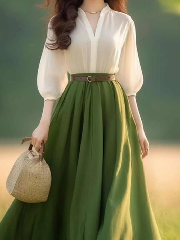 Women's V-Neck Half Sleeve Dress