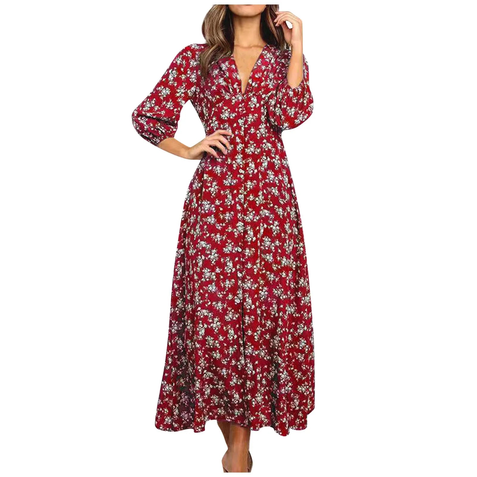 Women's Long Sleeve Floral Maxi Dress