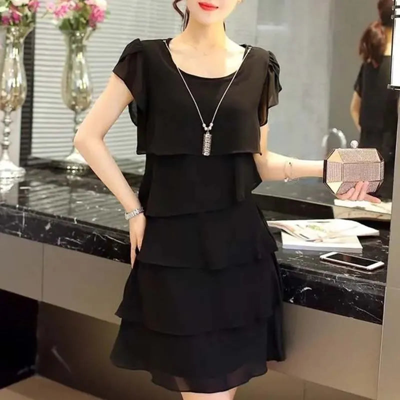 Women Ruffle Short Sleeve Dress