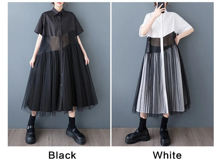 Stripe Print Mid Length Buttoned Midi Dress