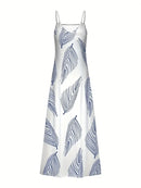 Women's Long Spaghetti Strap Tribal Pattern Dress
