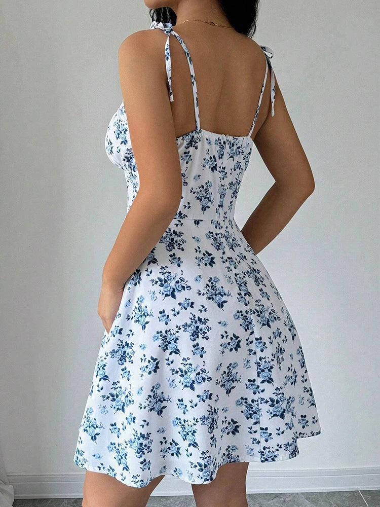 Women's Summer Floral Spaghetti Strap Short Dress