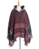New Autumn Winter Fishbone Pattern Women's Hooded Cape Pullover Cape Women Poncho Lady Capes Black Cloaks