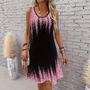New Summer Women's Vest Skirt 3D Printed Gradient Color Butterfly Casual Fashion Vacation Beach Dress for Female