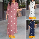 Polka Dot Plus Size Summer Sundress  Neck 3/4 Sleeve Baggy