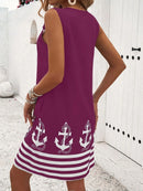 2025 New Women's Vest Skirt Pocket Ethnic Style Fashion Printed V-neck Simple Vacation Beach Mini Dress for Female