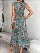 Summer Boho Print Women Fashion Sleeveless Beach Party Dresses