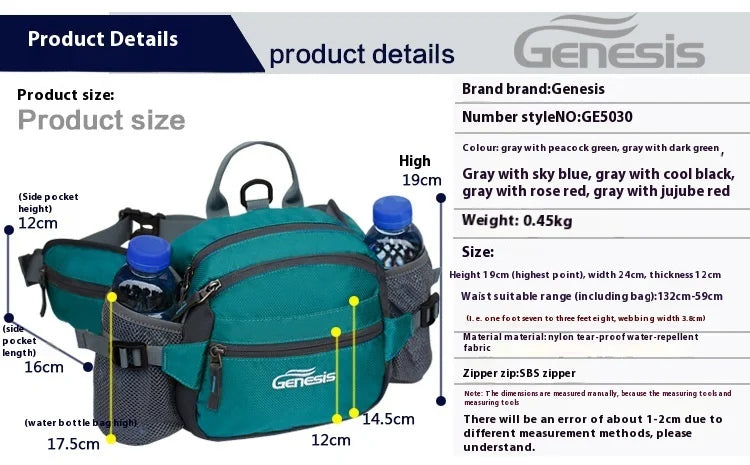 Bike Riding Cycling Running Fishing Hiking Waist Bag Fanny Pack Outdoor Belt Kettle Pouch Gym Sport Fitness Water Bottle Pocket