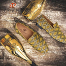 Piergitar 2022 High Grade Silk Fabric Men's Loafers For Party And Wedding Leather Insole Handmade Man Smoking Slippers Plus Size