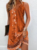 Women's dresses Summer fashion Stitching V neck Loose bohemian
