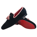 Piergitar 2023 Classic Black Velvet Slip-On Slippers Shoes Handmade Pink Suede Men's Loafers For Party And Wedding Plus Size